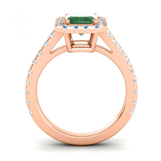 Halo Emerald Cut Asta Ring, 8x6mm
