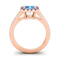 Halo Emerald Cut Asta Ring, 8x6mm