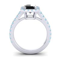 Halo Emerald Cut Asta Ring, 8x6mm