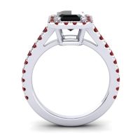 Halo Emerald Cut Asta Ring, 8x6mm