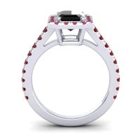 Halo Emerald Cut Asta Ring, 8x6mm