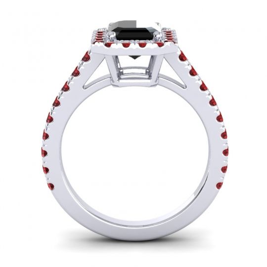Halo Emerald Cut Asta Ring, 8x6mm