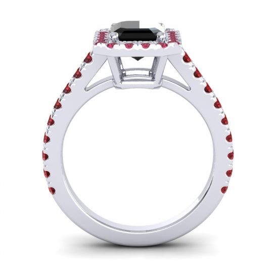 Halo Emerald Cut Asta Ring, 8x6mm