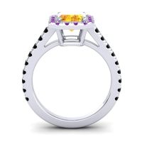 Halo Emerald Cut Asta Ring, 8x6mm