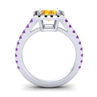 Halo Emerald Cut Asta Ring, 8x6mm