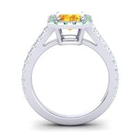 Halo Emerald Cut Asta Ring, 8x6mm