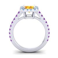 Halo Emerald Cut Asta Ring, 8x6mm