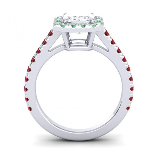 Halo Emerald Cut Asta Ring, 8x6mm