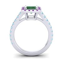 Halo Emerald Cut Asta Ring, 8x6mm