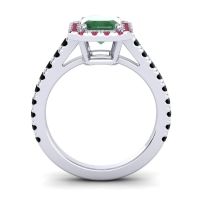 Halo Emerald Cut Asta Ring, 8x6mm