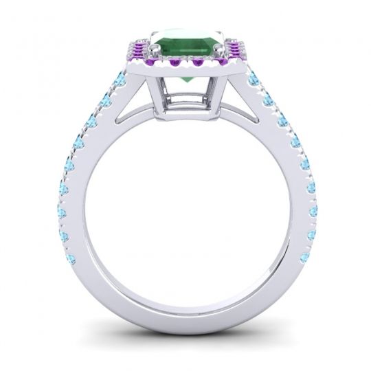 Halo Emerald Cut Asta Ring, 8x6mm