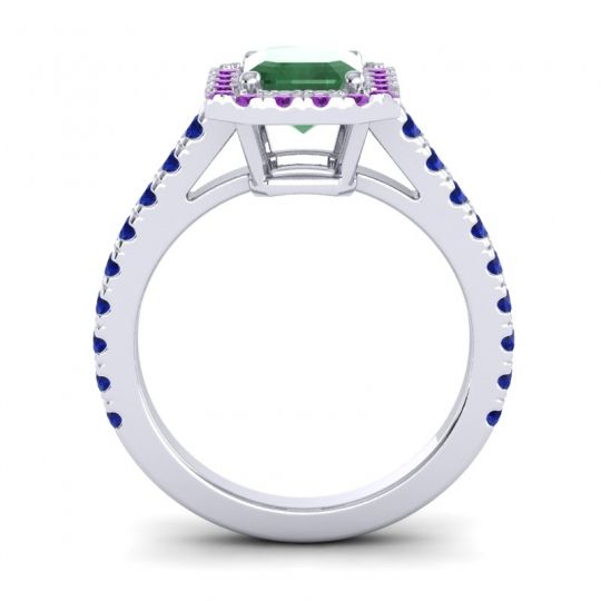 Halo Emerald Cut Asta Ring, 8x6mm