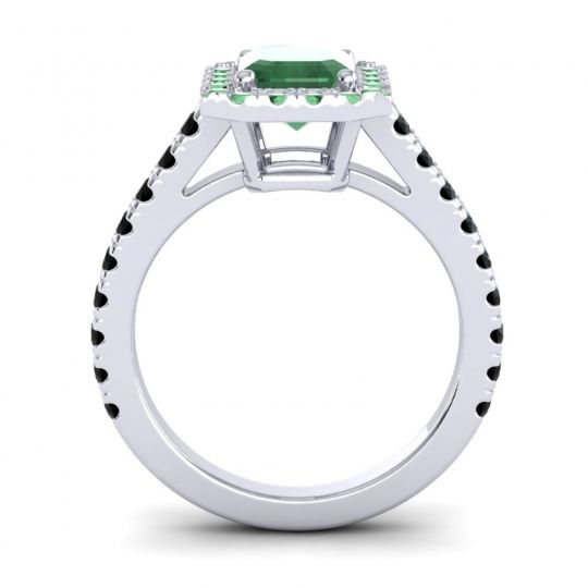 Halo Emerald Cut Asta Ring, 8x6mm