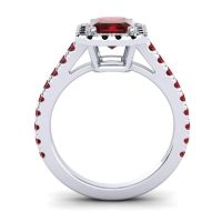 Halo Emerald Cut Asta Ring, 8x6mm