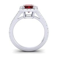 Halo Emerald Cut Asta Ring, 8x6mm
