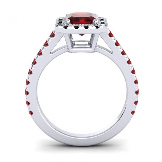 Halo Emerald Cut Asta Ring, 8x6mm