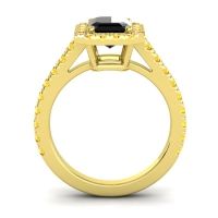 Halo Emerald Cut Asta Ring, 8x6mm