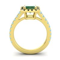 Halo Emerald Cut Asta Ring, 8x6mm