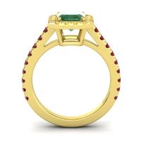 Halo Emerald Cut Asta Ring, 8x6mm