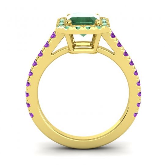 Halo Emerald Cut Asta Ring, 8x6mm