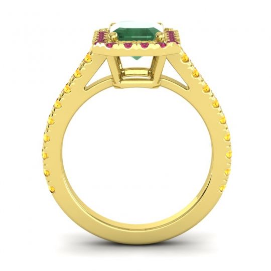 Halo Emerald Cut Asta Ring, 8x6mm