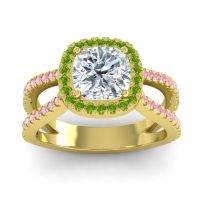 Halo Cushion Pave Daman Ring