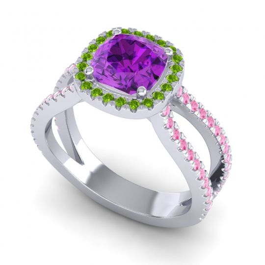 Halo Cushion Pave Daman Ring