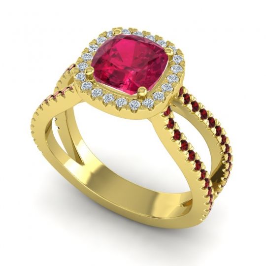 Halo Cushion Pave Daman Ring