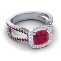 Halo Cushion Pave Daman Ring