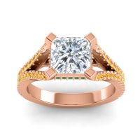 Diamond Ring In 14K Rose Gold With Emerald And Citrine Pada Round Modern Ring