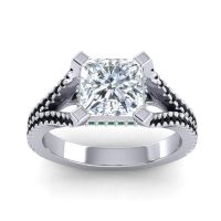 Diamond Ring In Palladium With Emerald And Black Onyx Pada Round Modern Ring