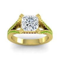 Diamond Ring In 14k Yellow Gold With Garnet And Peridot Pada Round Modern Ring