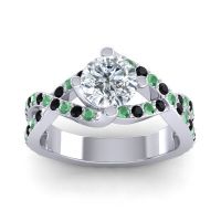 Diamond Ring In Palladium With Emerald And Black Onyx Zakhin Round Modern Ring