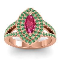 Ruby Ring In 18K Rose Gold With Emerald Ulloca Marquise Modern Ring