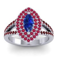 Blue Sapphire Ring In Palladium With Ruby And Garnet Ulloca Marquise Modern Ring