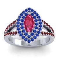 Ruby Ring In Palladium With Blue Sapphire And Garnet Ulloca Marquise Modern Ring