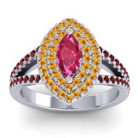 Ruby Ring In Palladium With Citrine And Garnet Ulloca Marquise Modern Ring