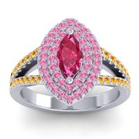 Ruby Ring In Palladium With Pink Tourmaline And Citrine Ulloca Marquise Modern Ring