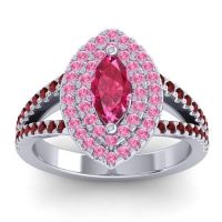 Ruby Ring In Palladium With Pink Tourmaline And Garnet Ulloca Marquise Modern Ring