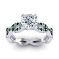 Diamond Ring In Palladium With Emerald And Black Onyx Draksa Round Modern Ring