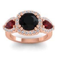 Three Stone Halo Vasudeva Ring