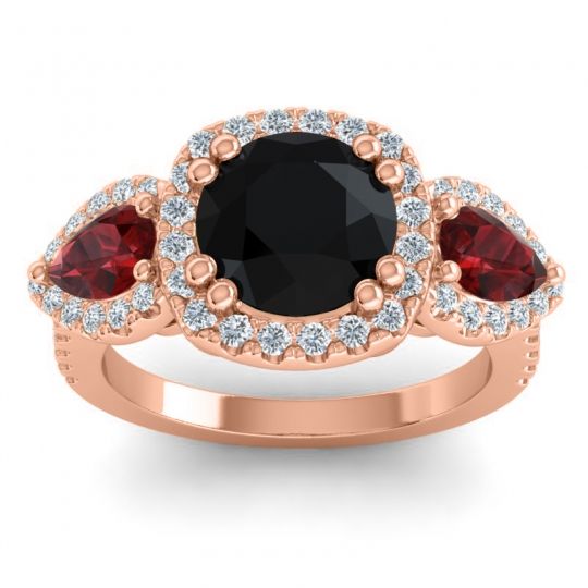 Three Stone Halo Vasudeva Ring