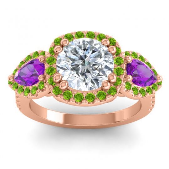 Three Stone Halo Vasudeva Ring