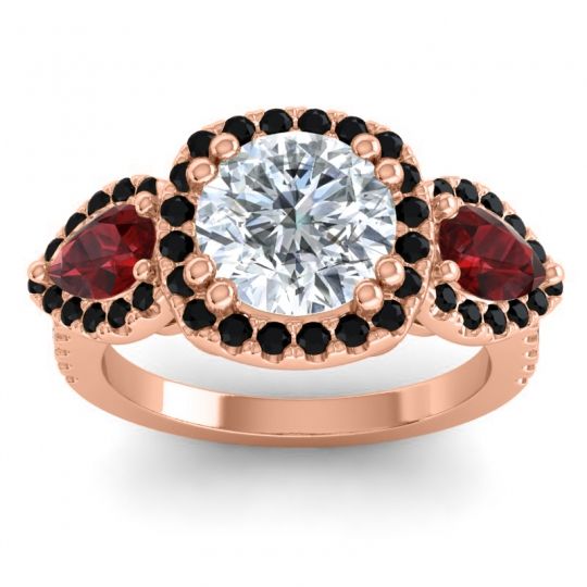 Three Stone Halo Vasudeva Ring