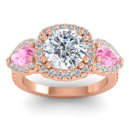 Three Stone Halo Vasudeva Ring