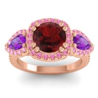 Three Stone Halo Vasudeva Ring