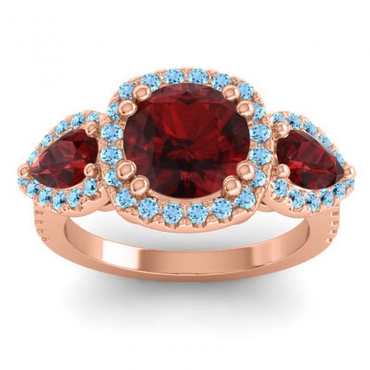 Three Stone Halo Vasudeva Ring