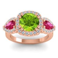 Three Stone Halo Vasudeva Ring