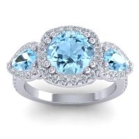 Three Stone Halo Vasudeva Ring