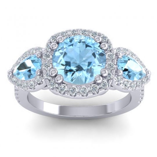 Three Stone Halo Vasudeva Ring